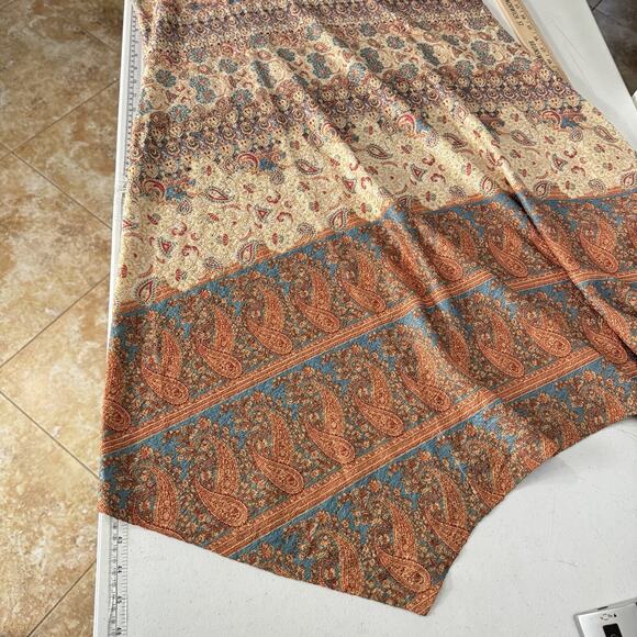 One World Boho Print Asymmetrical Hem Dress Size XXL Brown V-Neck Midi Beachy - Picture 10 of 12